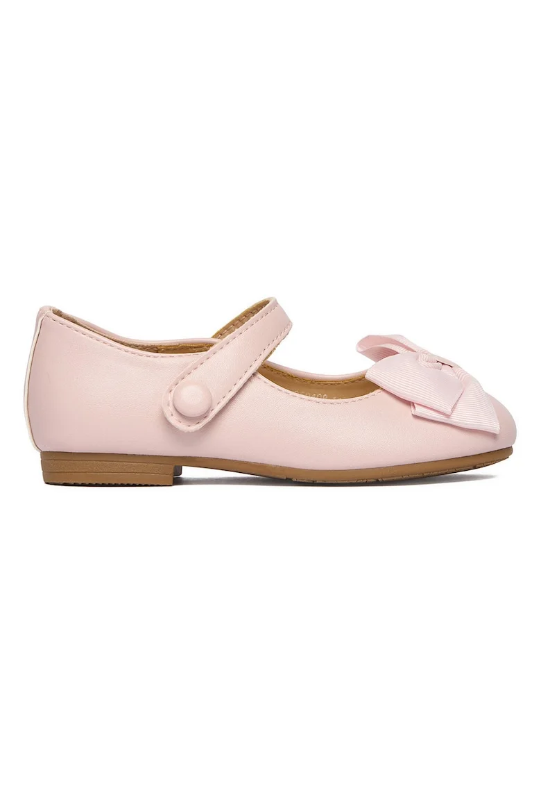 Balerini copii,  elegant, roz, material sintetic, cu scai