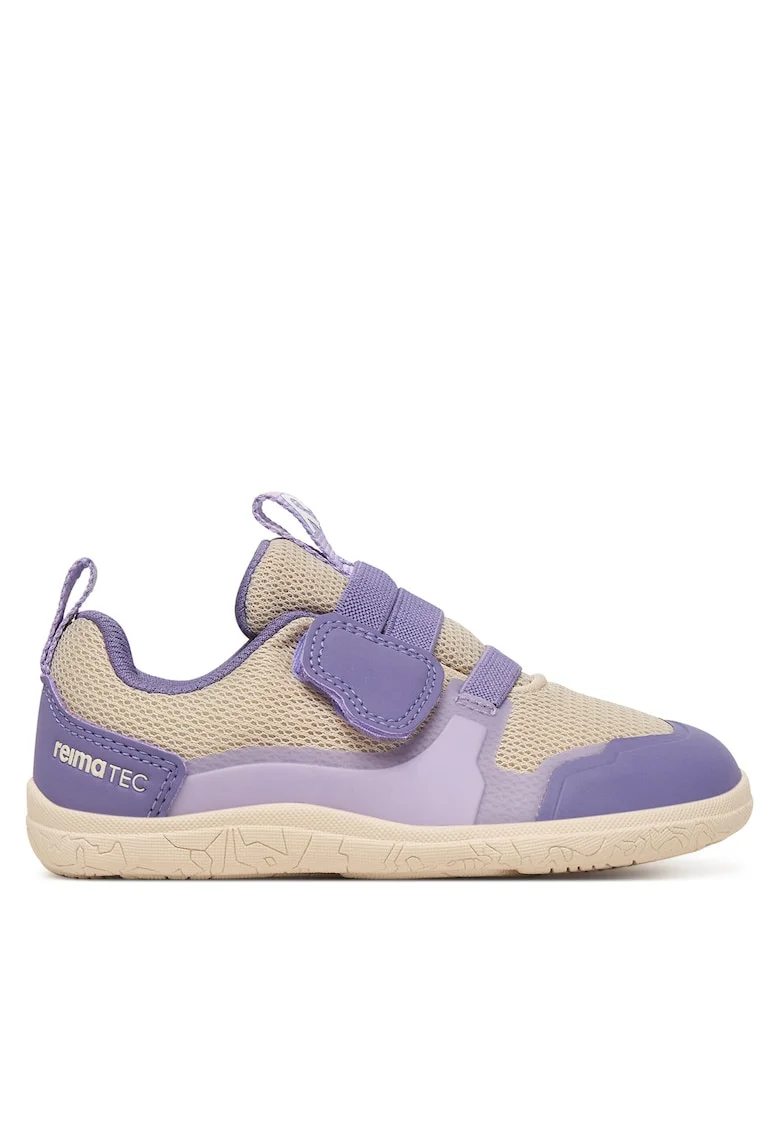 Pantofi copii,  bej-lila, material textil, sistem inchidere Velcro