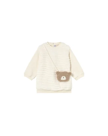 Bluza copii,  tricotata, bej, 61% poliester, 38% bumbac, 1% elastan,