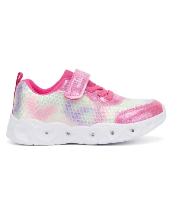 Pantofi copii,  roz, cu LED-uri intermitente, material textil,