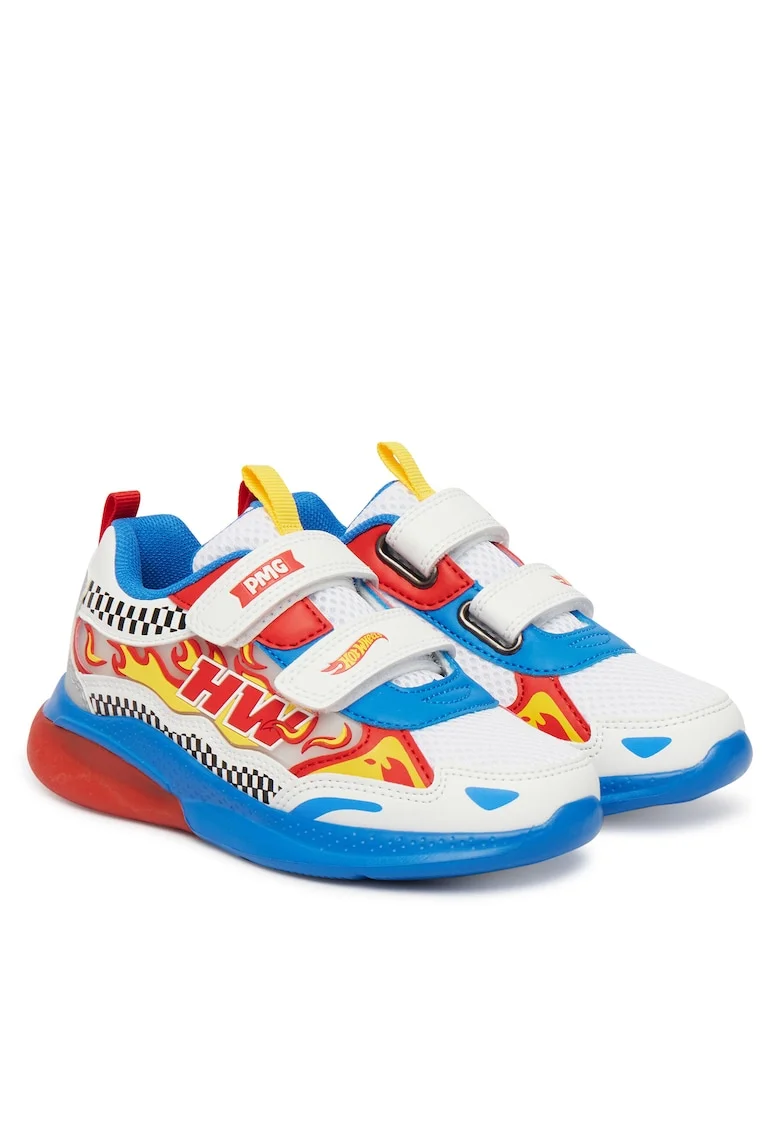 Adidasi copii,  velcro, alb, tesatura, multicolor