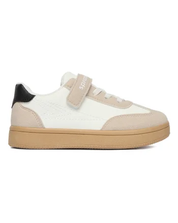 Pantofi copii,  sneakers, velcro, bej, material sintetic