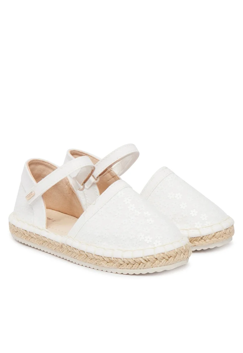 Espadrile copii,  tesatura, alb, sistem inchidere Velcro