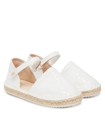 Espadrile copii,  tesatura, alb, sistem inchidere Velcro