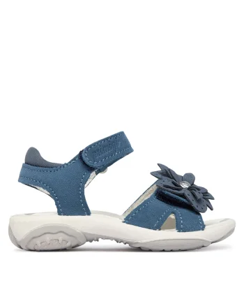 Sandale Fete,  piele naturala, albastru, cu modele florale