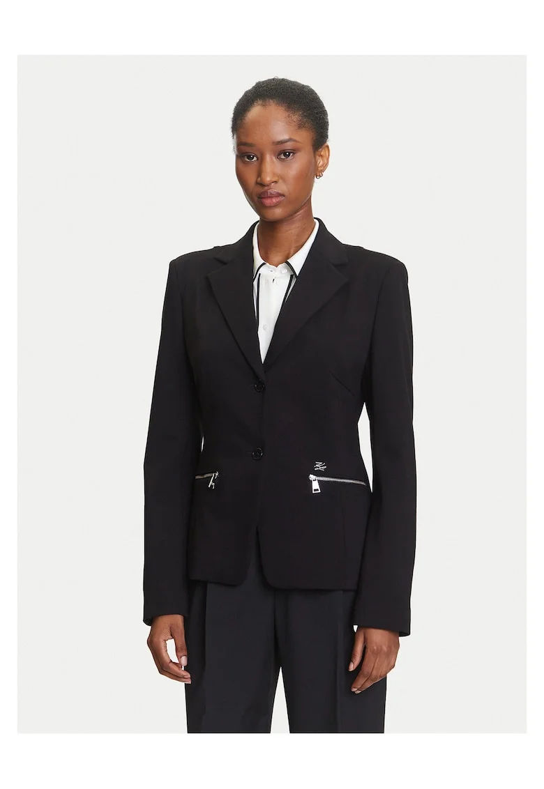 Sacou dama,  slim fit, negru, viscoza
