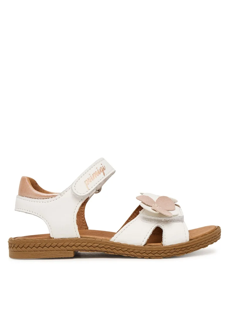 Sandale copii,  piele naturala, alb, sistem inchidere Velcro