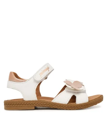 Sandale copii,  piele naturala, alb, sistem inchidere Velcro
