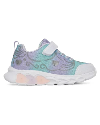 Pantofi copii,  material textil, velcro, violet, cu LED-uri