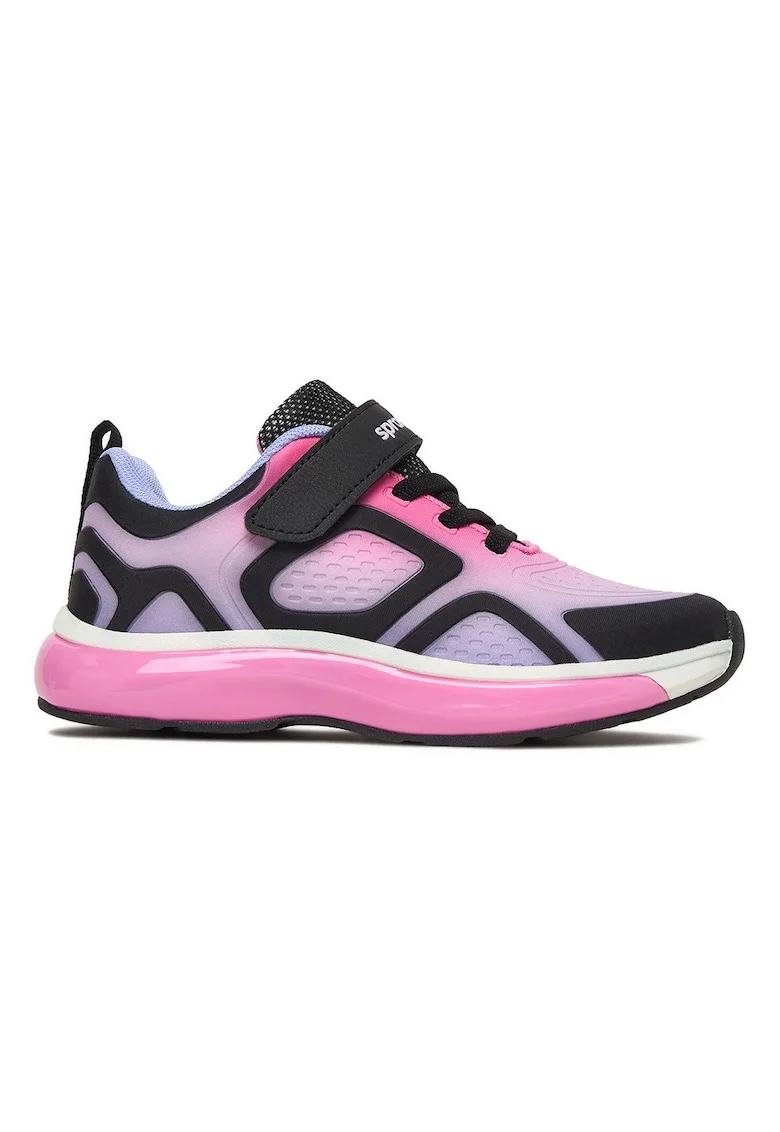 Pantofi copii,  sneakers cu LED-uri, negru/roz, material textil, sistem de inchidere cu scai
