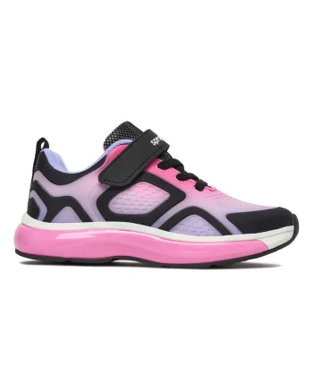 Pantofi copii,  sneakers cu LED-uri, negru/roz, material textil, sistem de inchidere cu scai