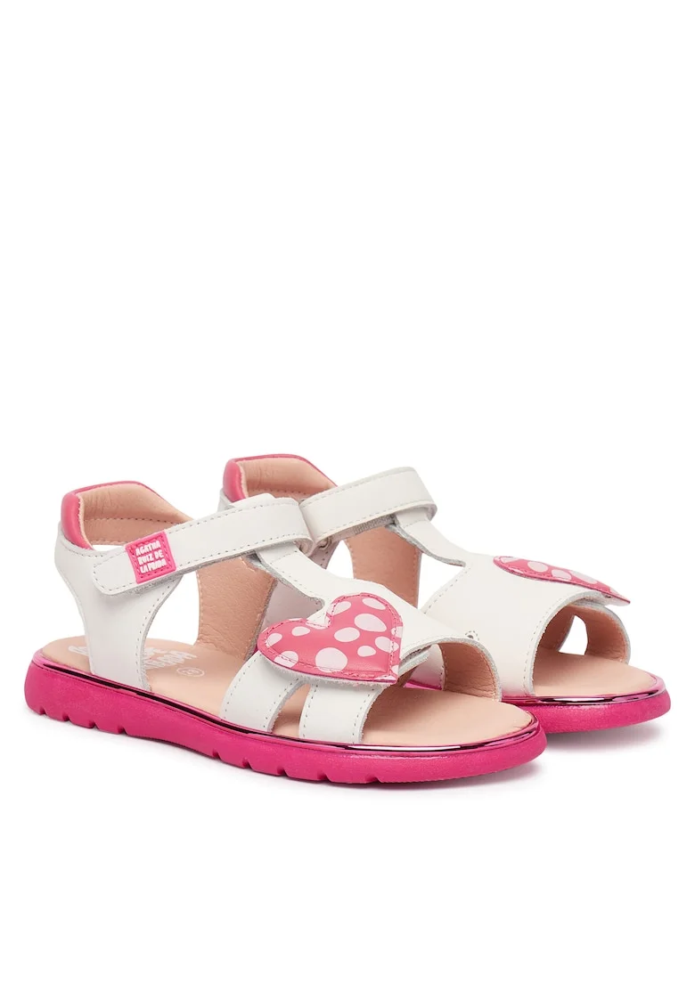 Sandale Fete,  piele naturala, roz/alb,