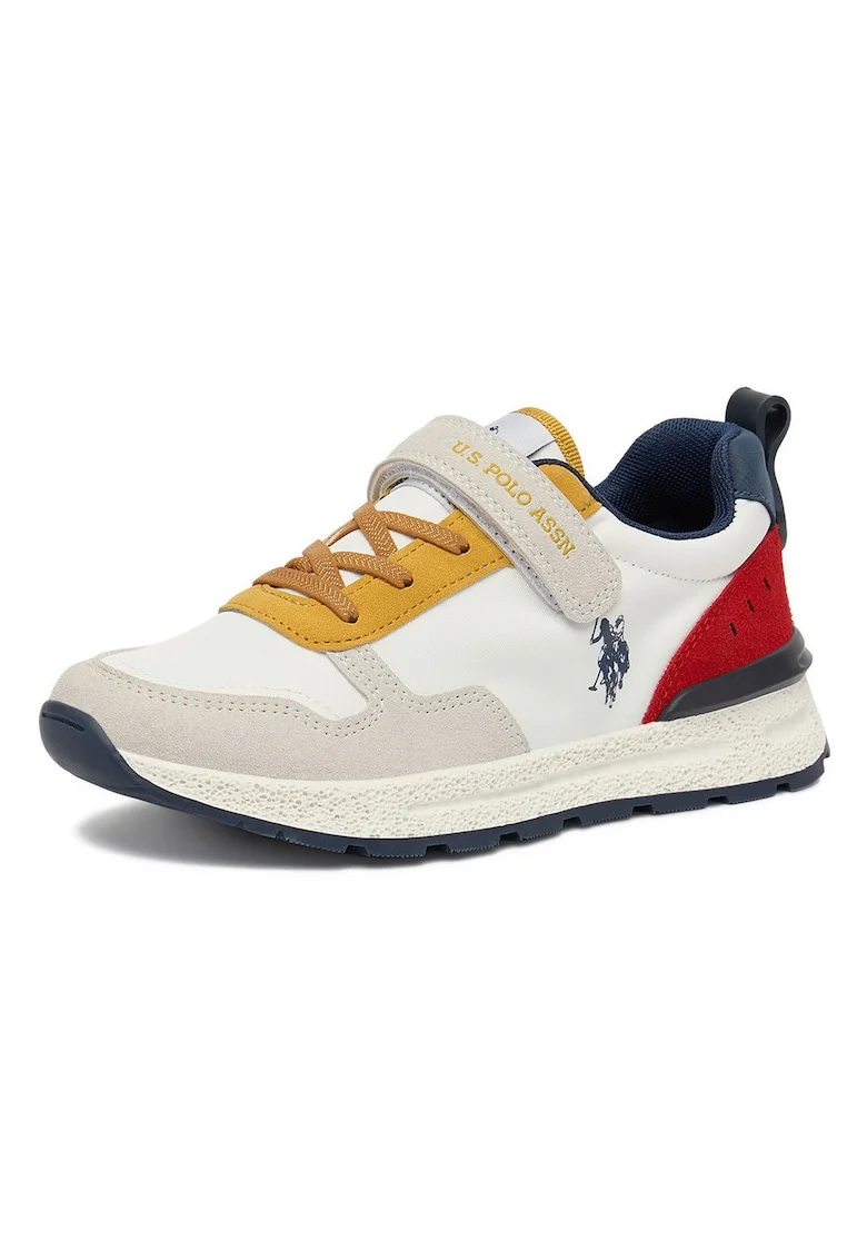 Adidasi U.S. Polo Assn, textil, sistem inchidere Velcro, Alb