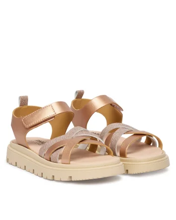 Sandale Fete,  piele ecologica, roz auriu