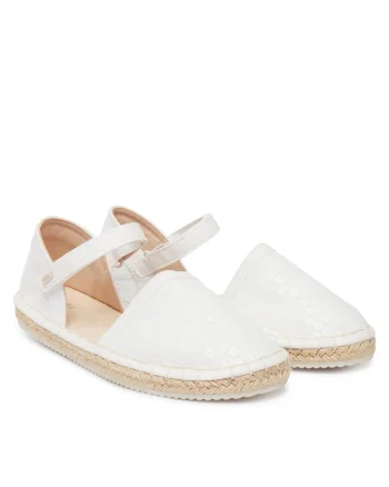 Espadrile copii,  alb, textil, sistem inchidere Velcro