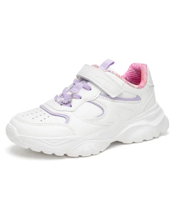 Pantofi copii,  sneakers, velcro, alb, material sintetic