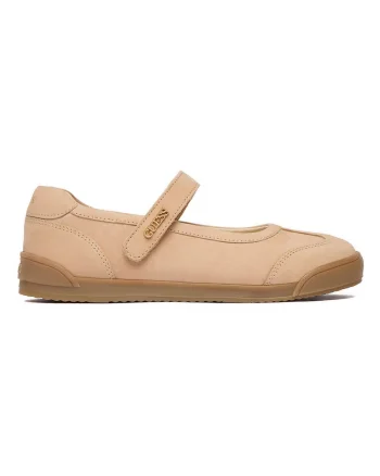 Balerini fete,  piele naturala, bej, sistem inchidere Velcro