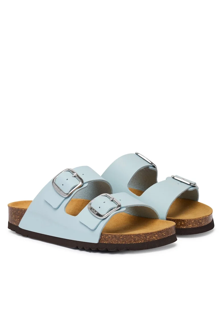 Papuci dama,  piele ecologica, albastru