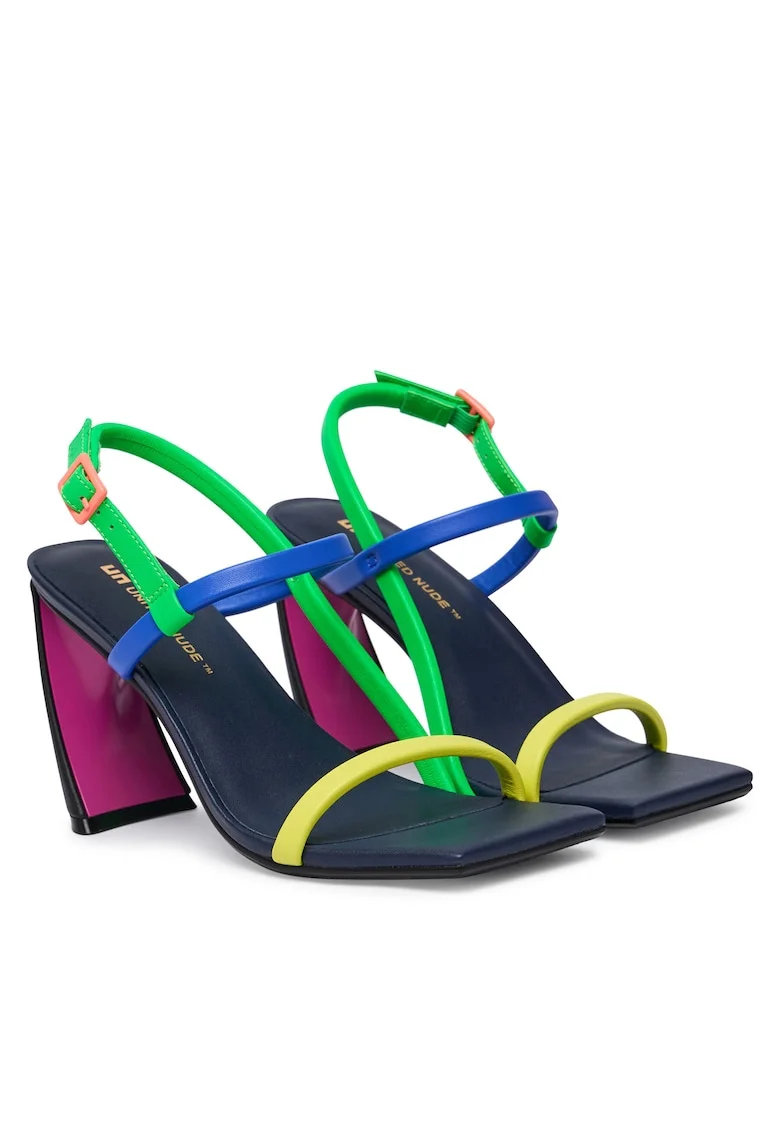 Sandale dama,  piele naturala, multicolor, toc clasic