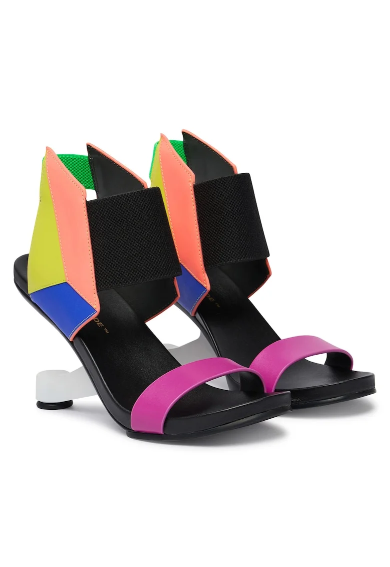 Sandale femei,  piele naturala, multicolor, sistem inchidere Velcro