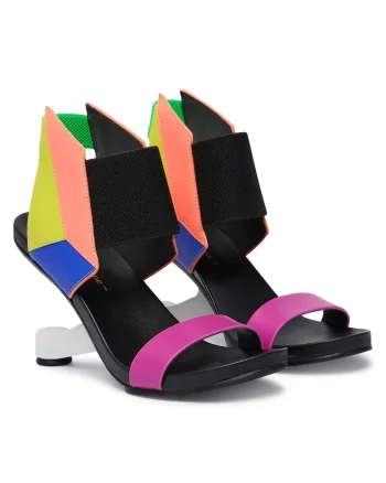 Sandale femei,  piele naturala, multicolor, sistem inchidere Velcro