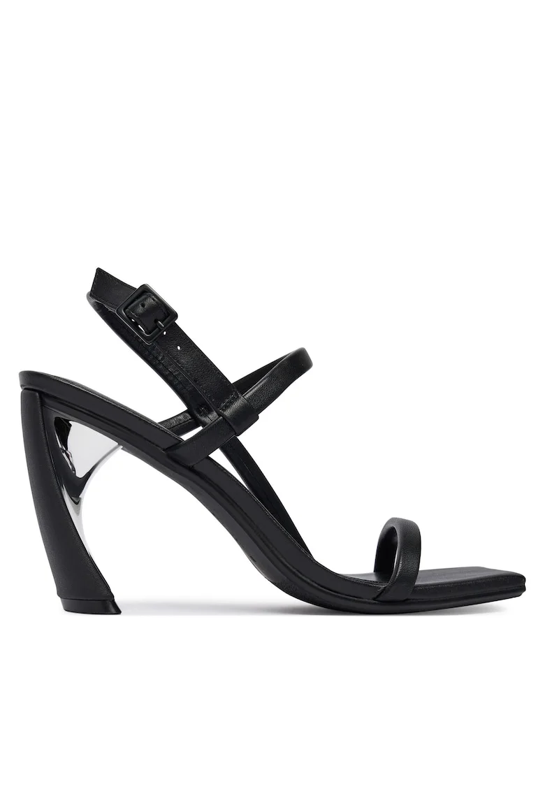 Sandale femei,  piele naturala, negru, toc clasic