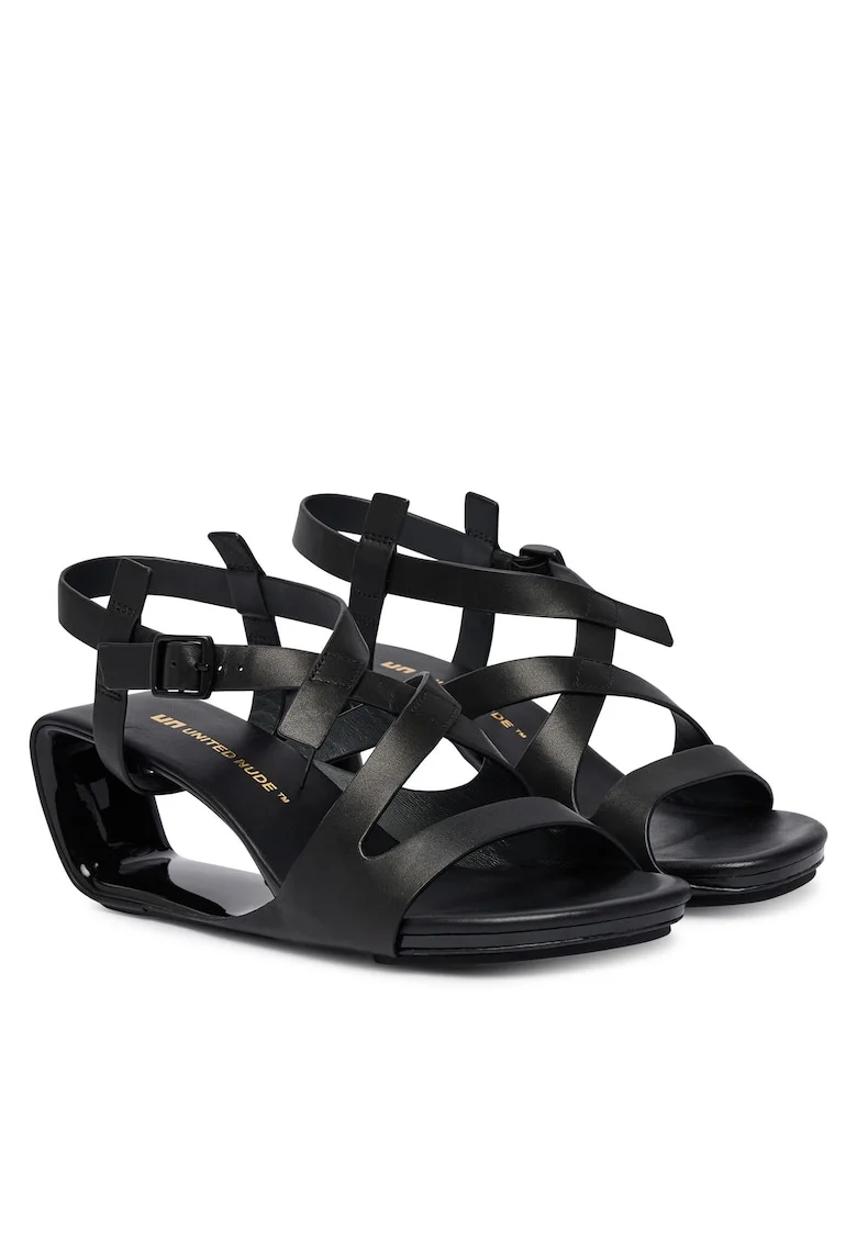 Sandale dama  piele naturala, negru, sistem inchidere Velcro