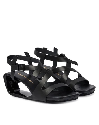 Sandale dama  piele naturala, negru, sistem inchidere Velcro
