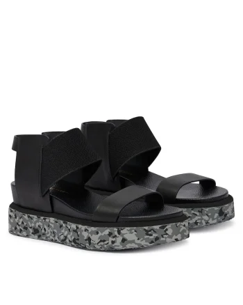 Sandale dama,  piele naturala, negru/gri