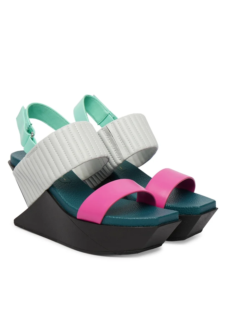 Sandale pentru femei,  piele naturala, multicolor, sistem inchidere Velcro