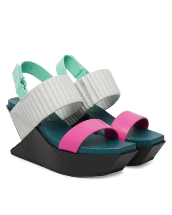 Sandale pentru femei,  piele naturala, multicolor, sistem inchidere Velcro