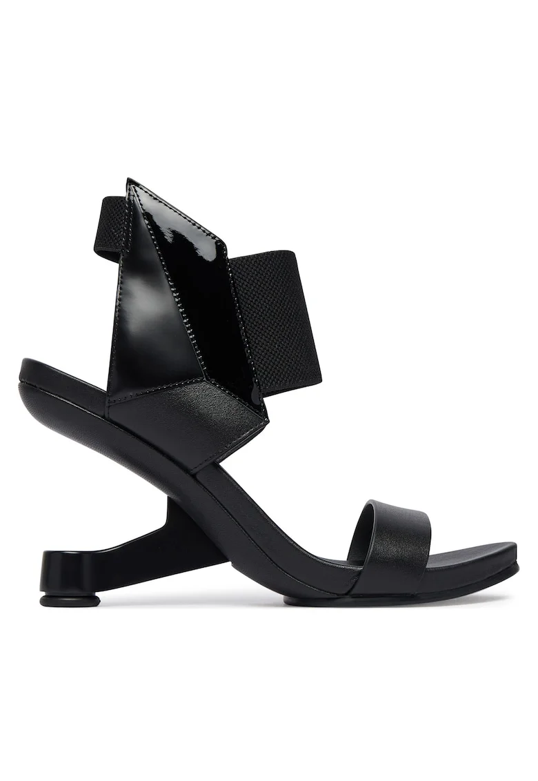 Sandale pentru femei,  piele naturala, negru, sistem inchidere Velcro