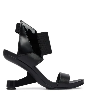 Sandale pentru femei,  piele naturala, negru, sistem inchidere Velcro