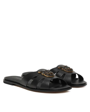 Papuci dama,  piele naturala, negru