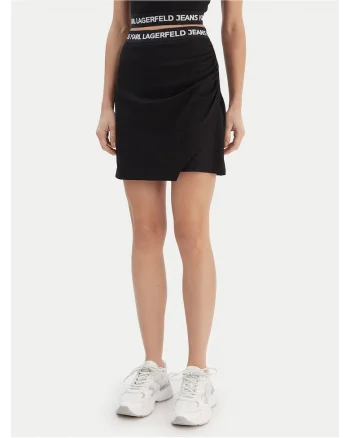 Fusta mini,  neagra, 67% viscoza, 28% poliamida, 5% elastan, pentru femei