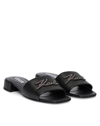 Slapi dama,  piele naturala, negru