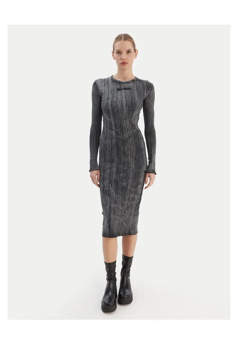 Rochie casual,  dungi, gri, bumbac