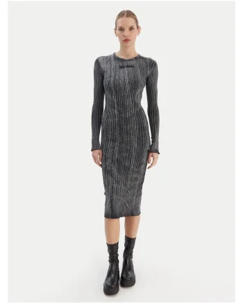 Rochie casual,  dungi, gri, bumbac