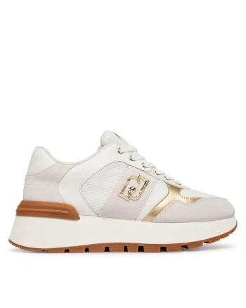 Tenisi dama,  piele naturala, maro/alb, material sintetic