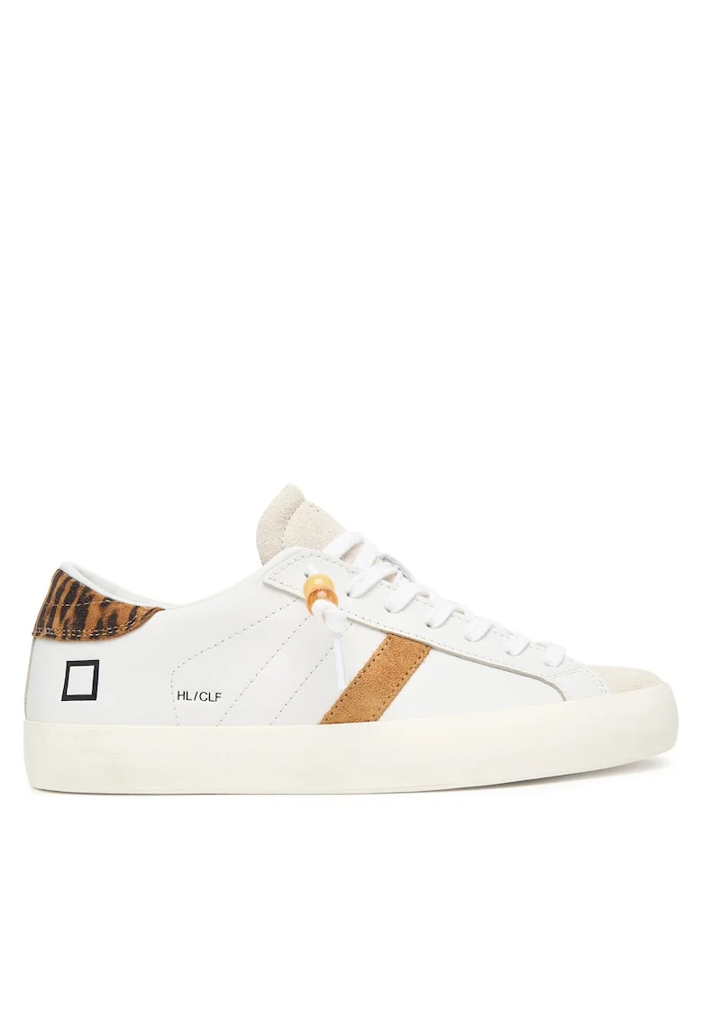 Tenisi dama,  piele naturala, alb/maro, confortabili, design minimalist
