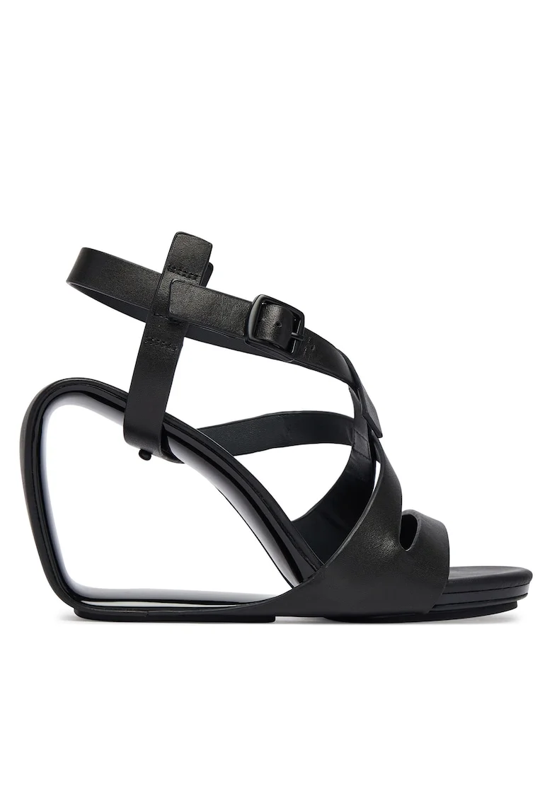 Sandale dama,  piele naturala, negru, sistem inchidere Velcro