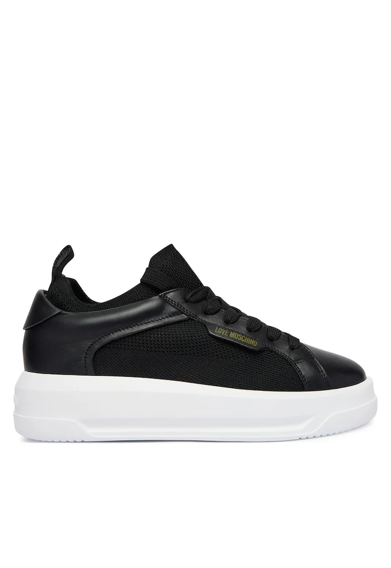 Tenisi de dama,  piele naturala, negru, talpa groasa