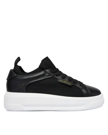 Tenisi de dama,  piele naturala, negru, talpa groasa