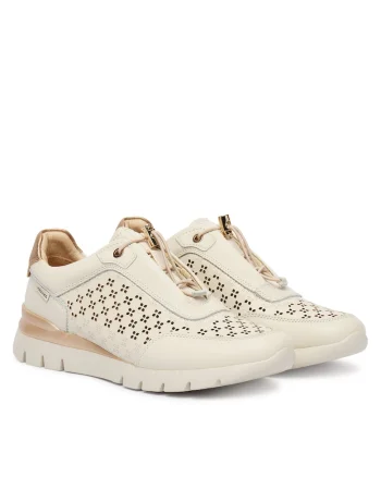 Tenisi dama,  piele naturala, alb, material textil