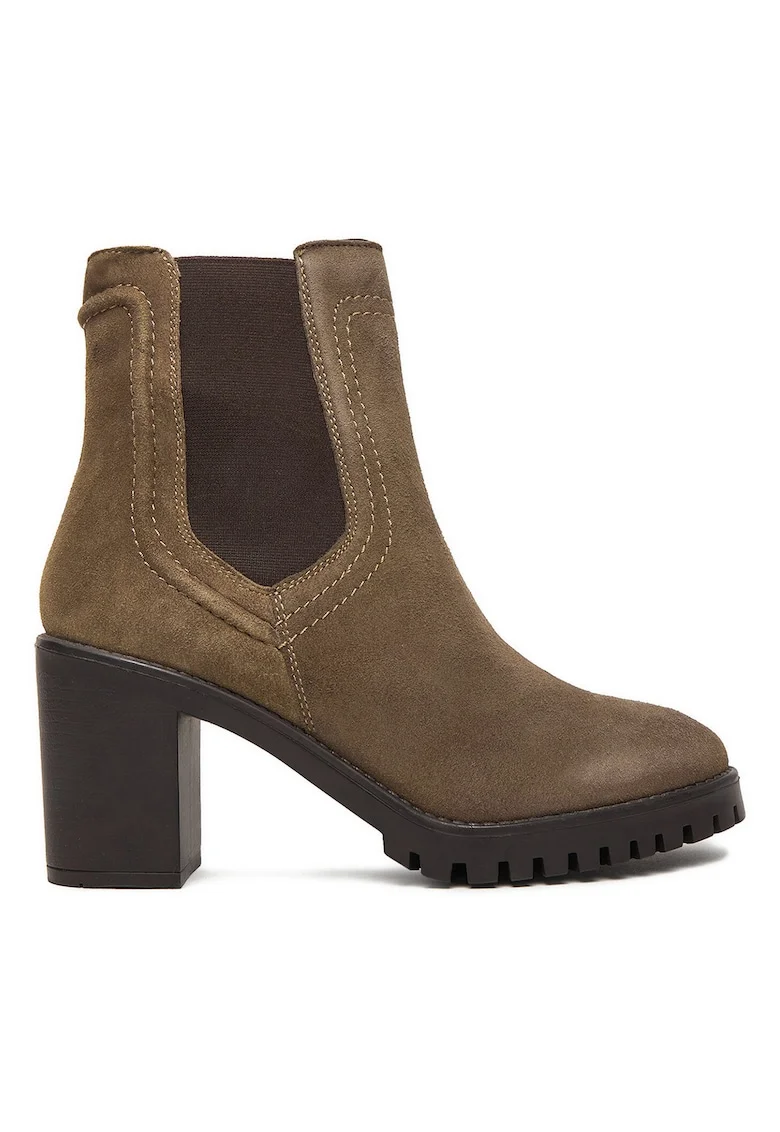 Botine dama,  piele naturala, toc clasic, bej,