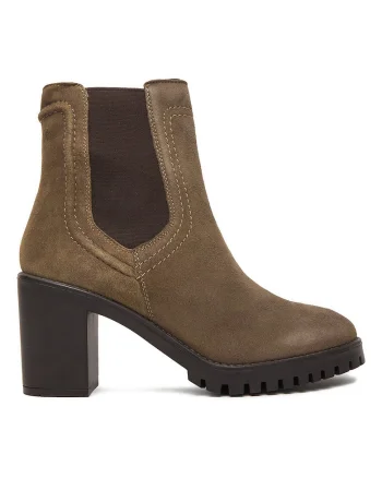 Botine dama,  piele naturala, toc clasic, bej,