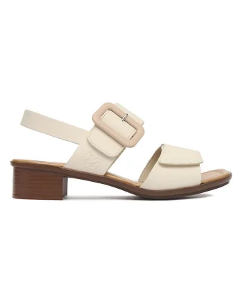 Sandale de dama,  piele naturala, bej, sistem inchidere Velcro