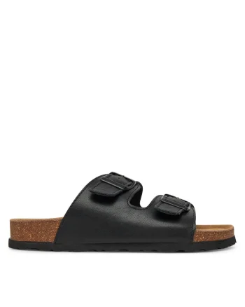 Slapi dama,  piele naturala, negru
