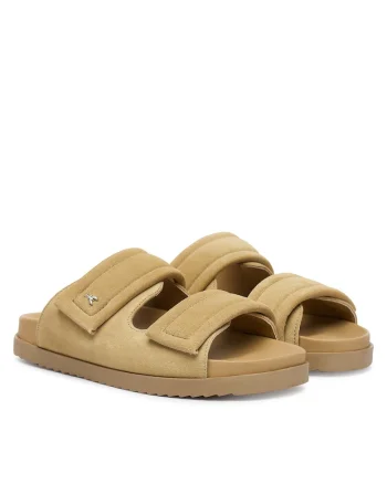 Papuci dama,  piele naturala, bej