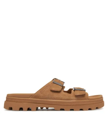 Slapi unisex,  piele naturala, maro, material sintetic